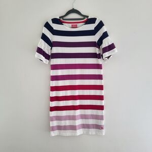 JOULES Dress Striped Nautical Preppy Size 2 XSmall Tshirt Dress Ruffle Sleeve